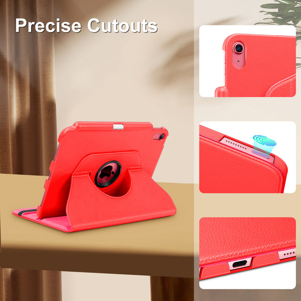 DTTOCASE Rotating Case for iPad 10th Generation 2022, 10.9 Inch iPad Smart Folio Leather Cover with Pencil Holder, 360 Degree Rotating Protective Stand,and Close Strip - Brown