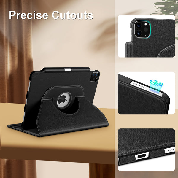 DTTOCASE Rotating Case for iPad 10th Generation 2022, 10.9 Inch iPad Smart Folio Leather Cover with Pencil Holder, 360 Degree Rotating Protective Stand,and Close Strip - Brown