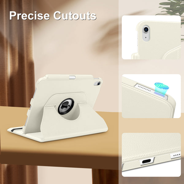 DTTOCASE Rotating Case for iPad 10th Generation 2022, 10.9 Inch iPad Smart Folio Leather Cover with Pencil Holder, 360 Degree Rotating Protective Stand,and Close Strip - Brown