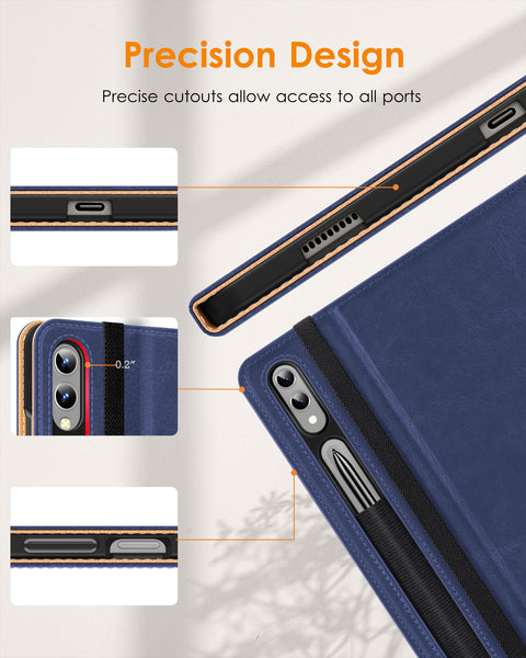 DTTO for Galaxy Tab S9 Plus Case 12.4 Inch Tablet (SM-X810/X816B/X818U), Premium Leather Business Folio Cover with S Pen Holder & Hand Strap for Samsung Galaxy Tab S9+ / S9 Plus 2023, Brown