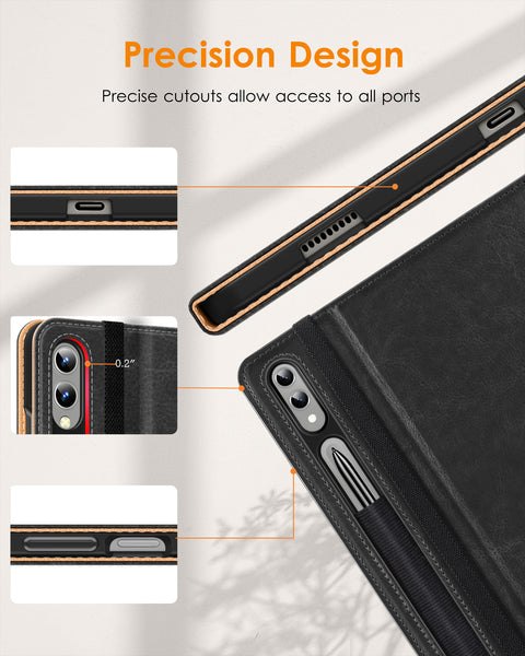 DTTO for Galaxy Tab S9 Plus Case 12.4 Inch Tablet (SM-X810/X816B/X818U), Premium Leather Business Folio Cover with S Pen Holder & Hand Strap for Samsung Galaxy Tab S9+ / S9 Plus 2023, Brown