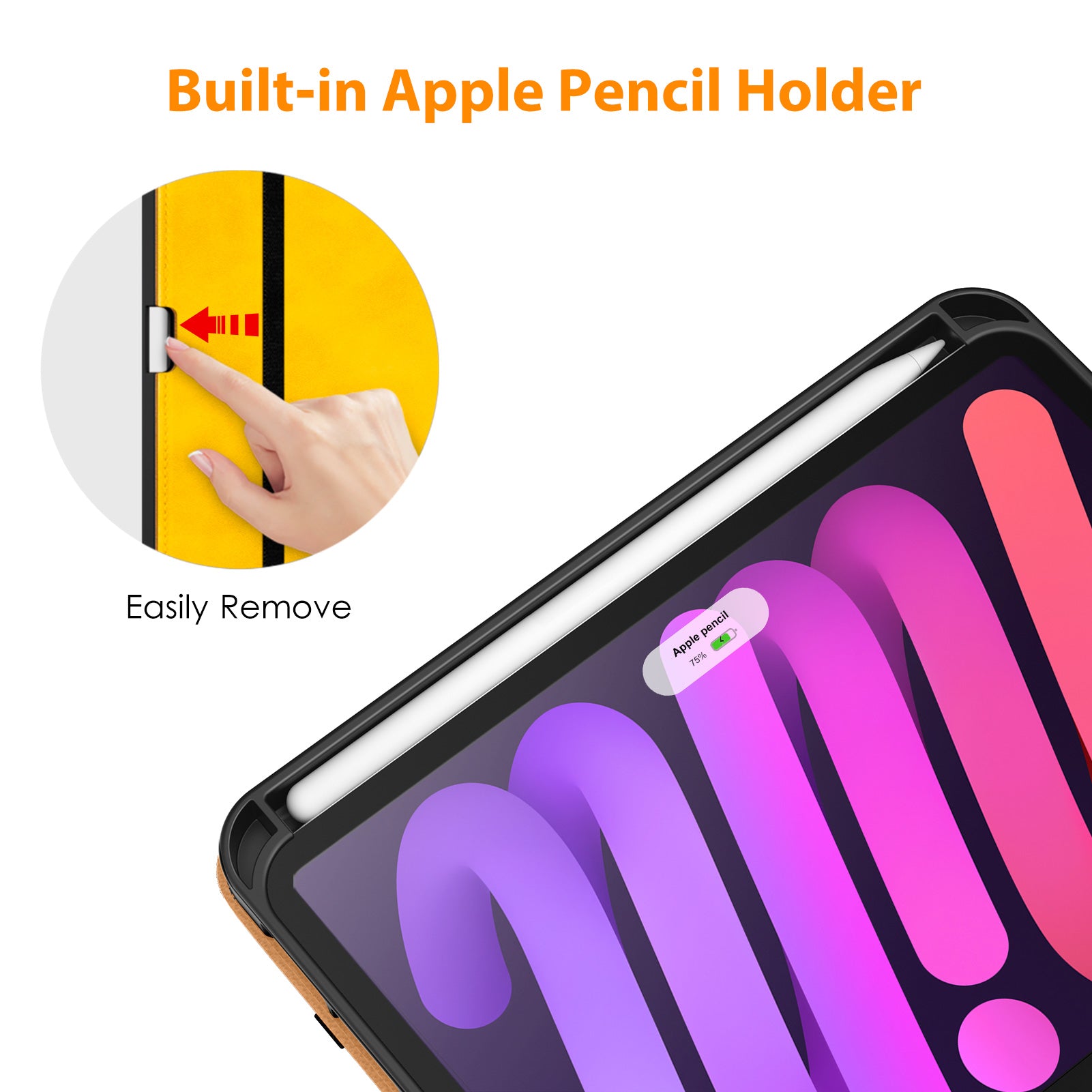 DTTO New iPad Mini 6th Generation Case 8.3 Inch 2021, Premium Leather Business Folio Stand Cover with Built-in Apple Pencil Holder-Auto Wake/Sleep and Multiple Viewing Angles-Black