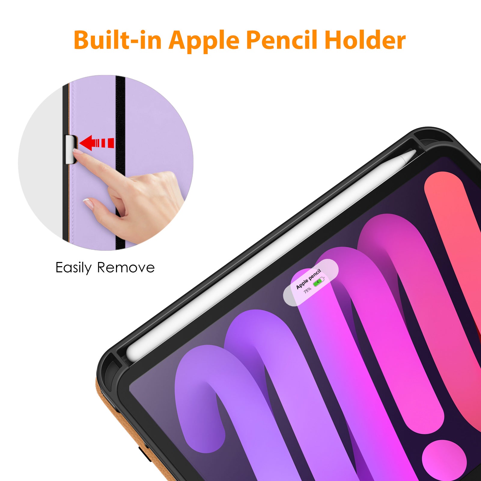 DTTO New iPad Mini 6th Generation Case 8.3 Inch 2021, Premium Leather Business Folio Stand Cover with Built-in Apple Pencil Holder-Auto Wake/Sleep and Multiple Viewing Angles-Black