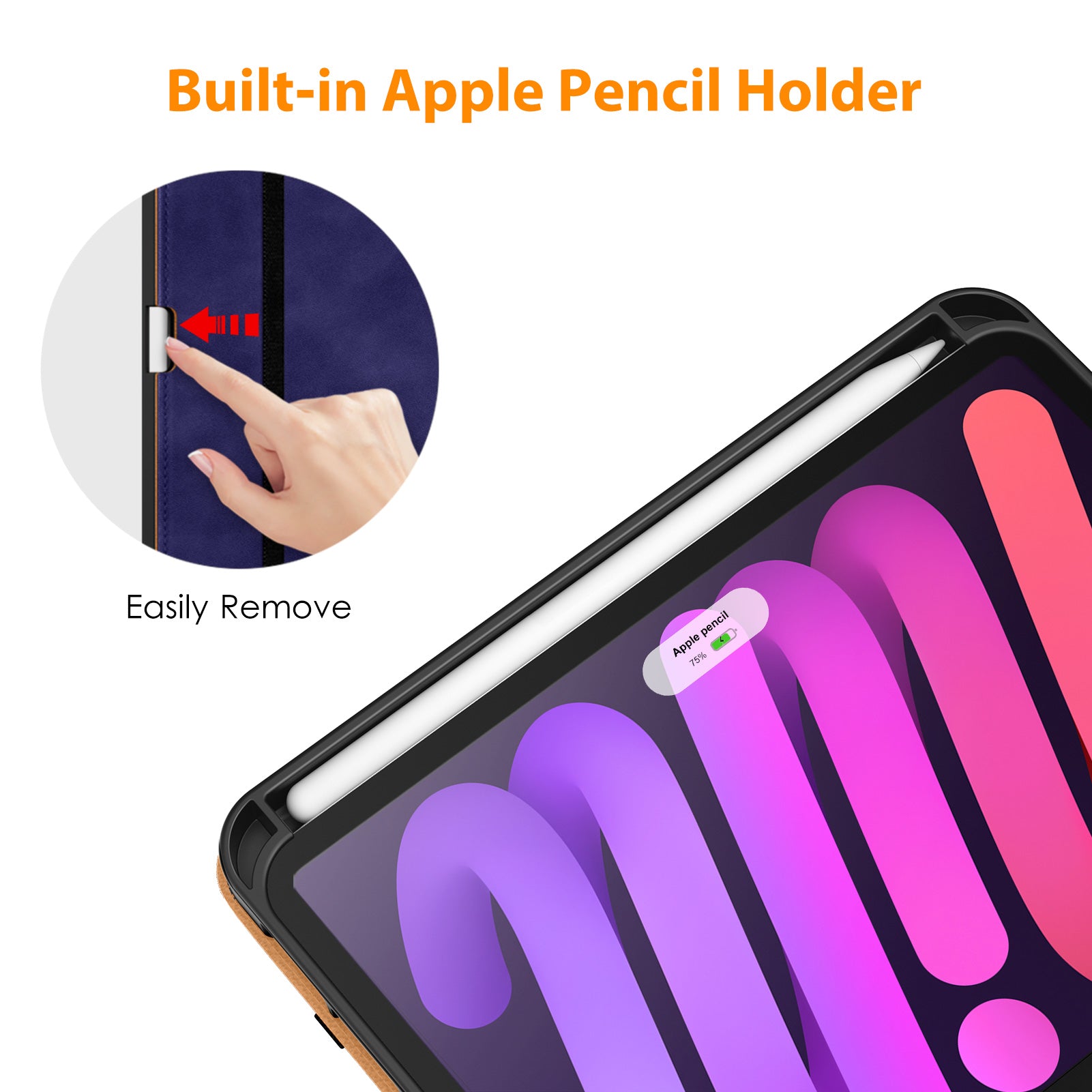 DTTO New iPad Mini 6th Generation Case 8.3 Inch 2021, Premium Leather Business Folio Stand Cover with Built-in Apple Pencil Holder-Auto Wake/Sleep and Multiple Viewing Angles-Black