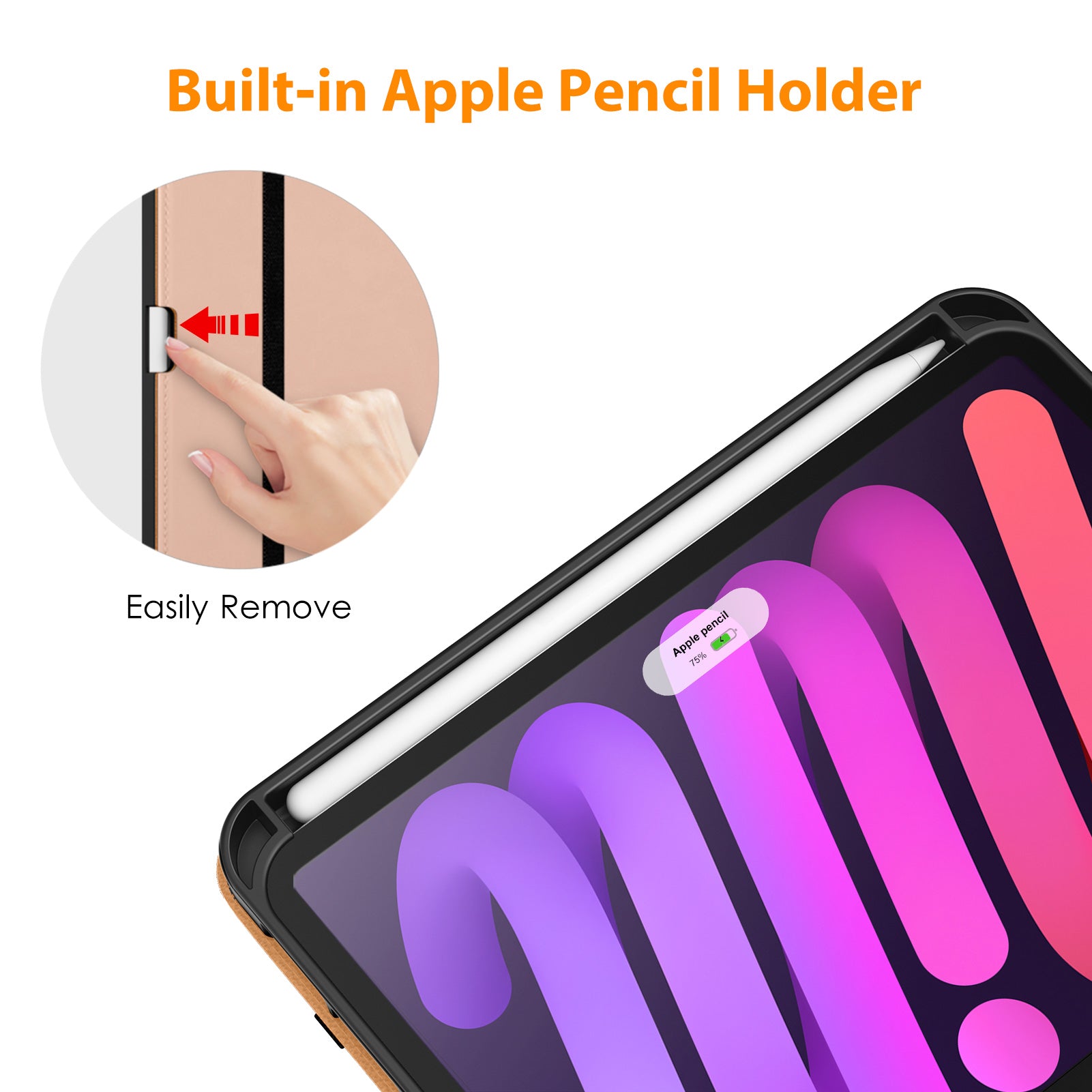 DTTO New iPad Mini 6th Generation Case 8.3 Inch 2021, Premium Leather Business Folio Stand Cover with Built-in Apple Pencil Holder-Auto Wake/Sleep and Multiple Viewing Angles-Black