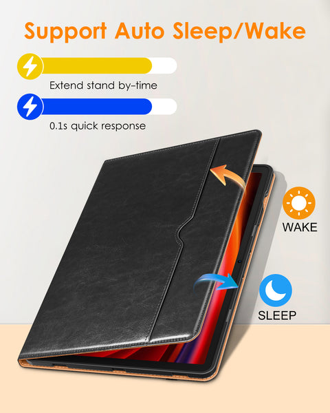 DTTO for Galaxy Tab S9 Plus Case 12.4 Inch Tablet (SM-X810/X816B/X818U), Premium Leather Business Folio Cover with S Pen Holder & Hand Strap for Samsung Galaxy Tab S9+ / S9 Plus 2023, Brown