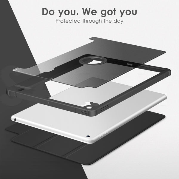 VIKESI Smooth Matte Case for iPad 9th / 8th / 7th Generation 10.2 inch (2021/2020/2019 Released), TPU Shockproof Frame, Built-in Pencil Holder,Support Auto Sleep/Wake - Light Blue