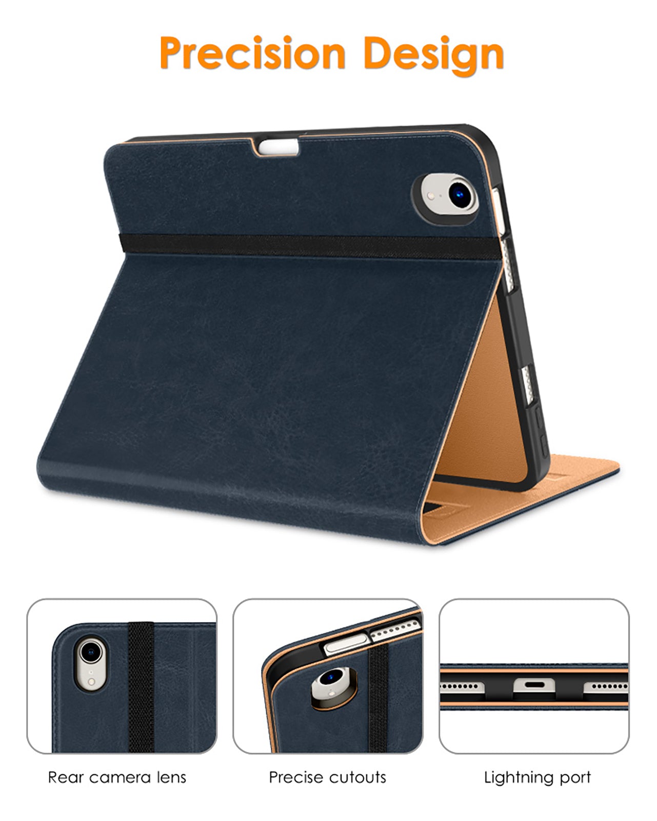 DTTO New iPad Mini 6th Generation Case 8.3 Inch 2021, Premium Leather Business Folio Stand Cover with Built-in Apple Pencil Holder-Auto Wake/Sleep and Multiple Viewing Angles-Black
