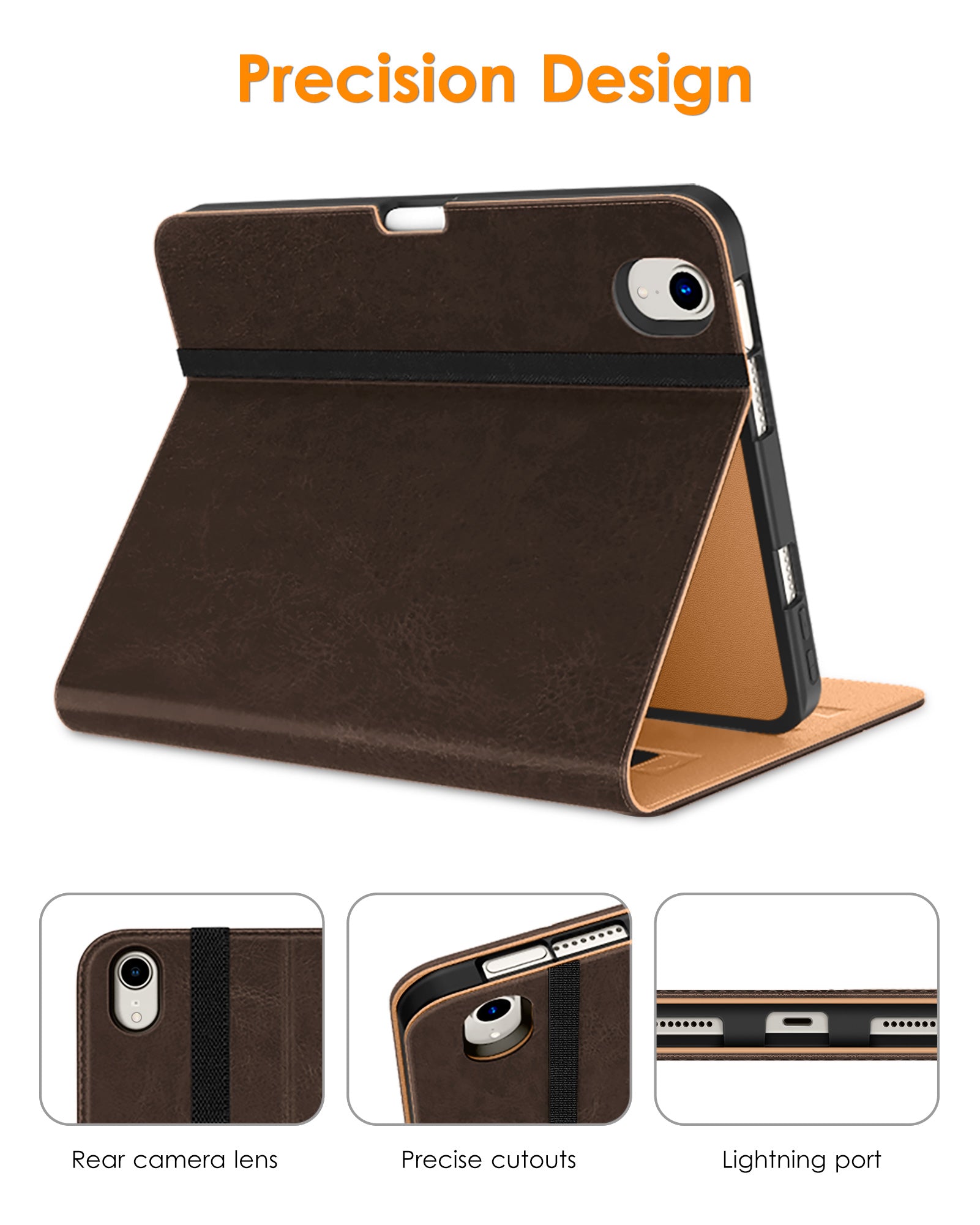 DTTO New iPad Mini 6th Generation Case 8.3 Inch 2021, Premium Leather Business Folio Stand Cover with Built-in Apple Pencil Holder-Auto Wake/Sleep and Multiple Viewing Angles-Black