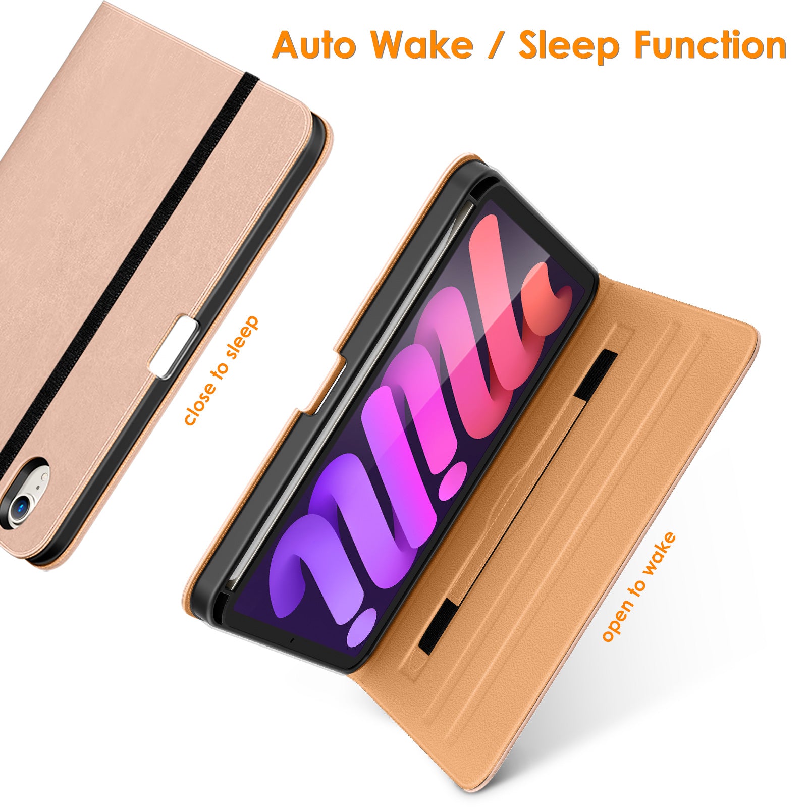 DTTO New iPad Mini 6th Generation Case 8.3 Inch 2021, Premium Leather Business Folio Stand Cover with Built-in Apple Pencil Holder-Auto Wake/Sleep and Multiple Viewing Angles-Black