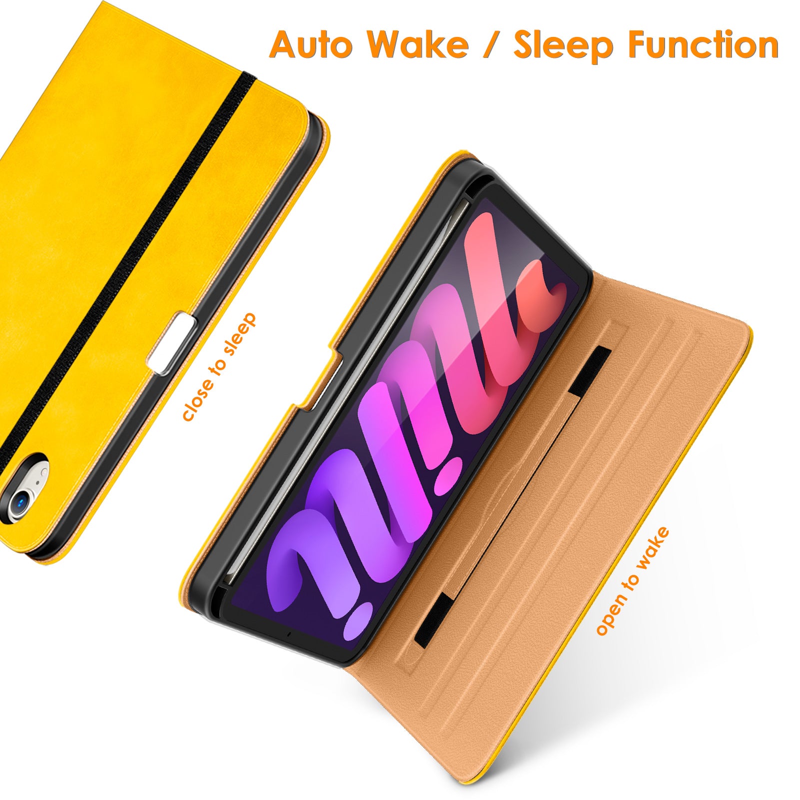 DTTO New iPad Mini 6th Generation Case 8.3 Inch 2021, Premium Leather Business Folio Stand Cover with Built-in Apple Pencil Holder-Auto Wake/Sleep and Multiple Viewing Angles-Black