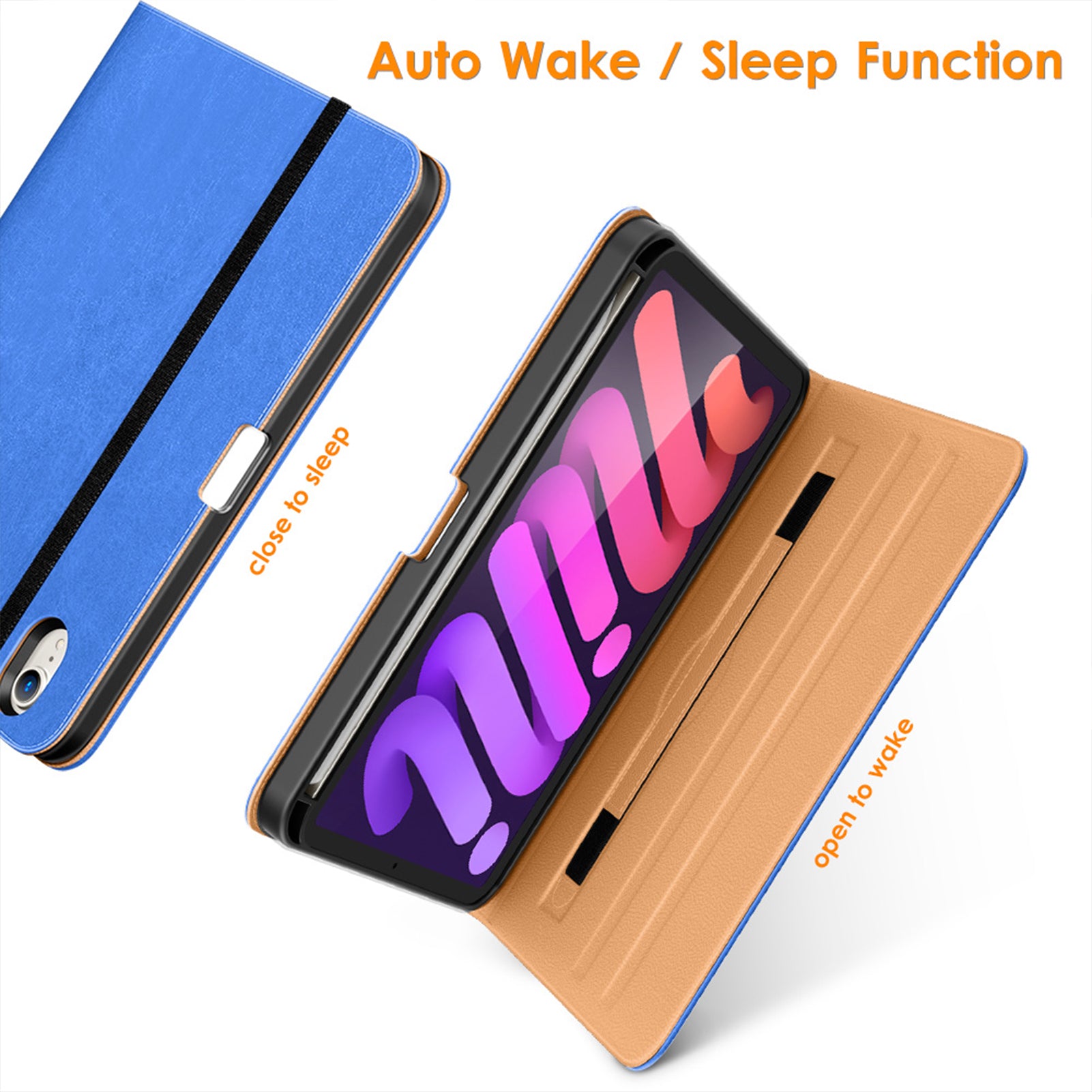 DTTO New iPad Mini 6th Generation Case 8.3 Inch 2021, Premium Leather Business Folio Stand Cover with Built-in Apple Pencil Holder-Auto Wake/Sleep and Multiple Viewing Angles-Black