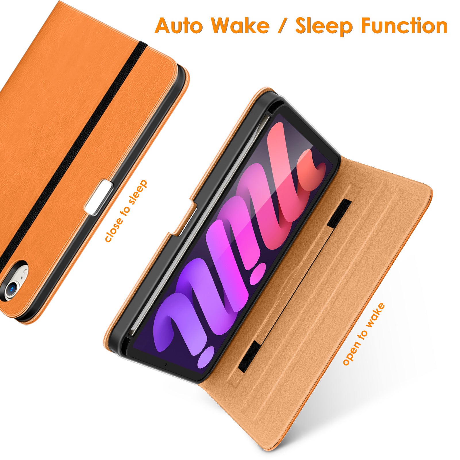 DTTO New iPad Mini 6th Generation Case 8.3 Inch 2021, Premium Leather Business Folio Stand Cover with Built-in Apple Pencil Holder-Auto Wake/Sleep and Multiple Viewing Angles-Black