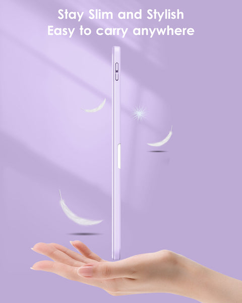 DTTO iPad 10th Generation Case 10.9 Inch 2022, Slim Tri-fold Stand Soft TPU Back with Pencil Holder for iPad 10 Case - Support Touch ID, Auto Sleep/Wake, and Honeycomb Grid Cushion, Black