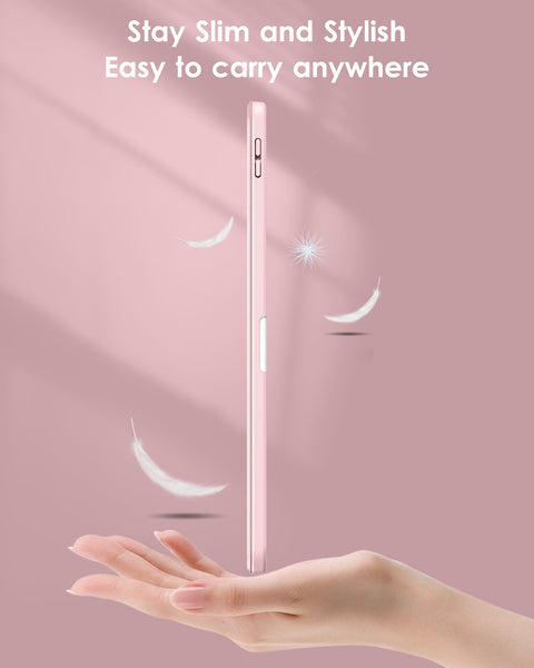 DTTO iPad 10th Generation Case 10.9 Inch 2022, Slim Tri-fold Stand Soft TPU Back with Pencil Holder for iPad 10 Case - Support Touch ID, Auto Sleep/Wake, and Honeycomb Grid Cushion, Black