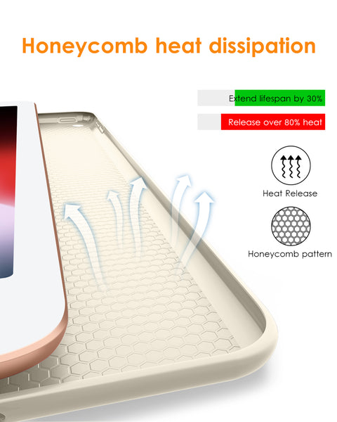 DTTO iPad 9th/ 8th/ 7th Generation 10.2 Case, Lightweight Soft TPU Back for iPad 10.2 Inch (2021/2020/2019) [Auto Wake/Sleep + Trifold Stand] - Rose Gold