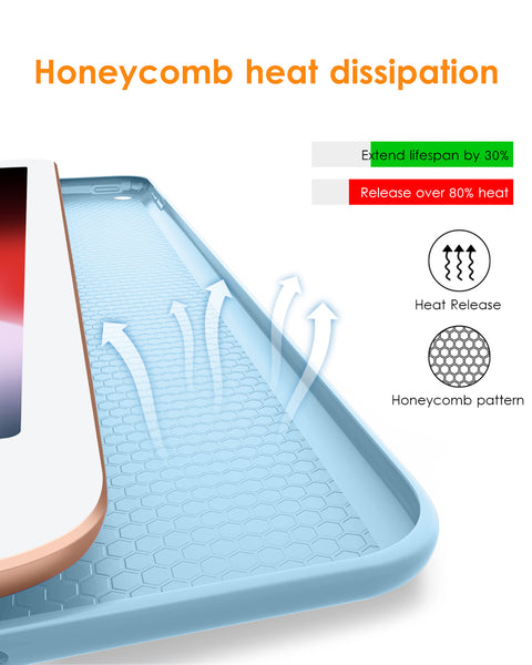 DTTO iPad 9th/ 8th/ 7th Generation 10.2 Case, Lightweight Soft TPU Back for iPad 10.2 Inch (2021/2020/2019) [Auto Wake/Sleep + Trifold Stand] - Rose Gold