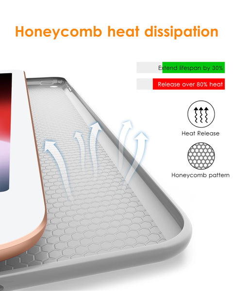 DTTO iPad 9th/ 8th/ 7th Generation 10.2 Case, Lightweight Soft TPU Back for iPad 10.2 Inch (2021/2020/2019) [Auto Wake/Sleep + Trifold Stand] - Rose Gold