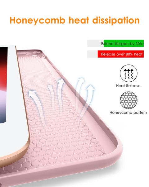 DTTO iPad 9th/ 8th/ 7th Generation 10.2 Case, Lightweight Soft TPU Back for iPad 10.2 Inch (2021/2020/2019) [Auto Wake/Sleep + Trifold Stand] - Rose Gold