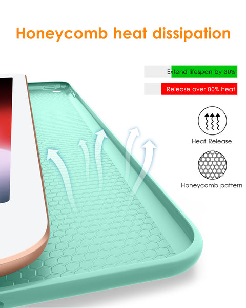 DTTO iPad 9th/ 8th/ 7th Generation 10.2 Case, Lightweight Soft TPU Back for iPad 10.2 Inch (2021/2020/2019) [Auto Wake/Sleep + Trifold Stand] - Rose Gold