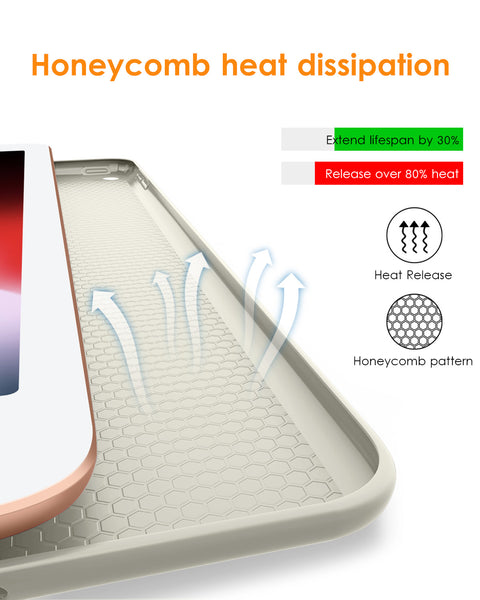 DTTO iPad 9th/ 8th/ 7th Generation 10.2 Case, Lightweight Soft TPU Back for iPad 10.2 Inch (2021/2020/2019) [Auto Wake/Sleep + Trifold Stand] - Rose Gold