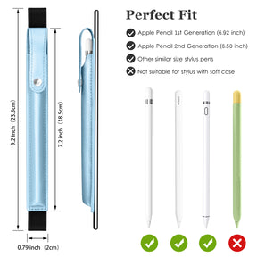 DTTO Pencil Case for Apple Pencil 1st/2nd Generation, PU Leather Pencil Sleeve Pouch with Detachable Elastic Band for iPad 9.7"/ 10.2"/ 10.5"/ 10.9"/ 11"/ 12.9" Case, Mint Green