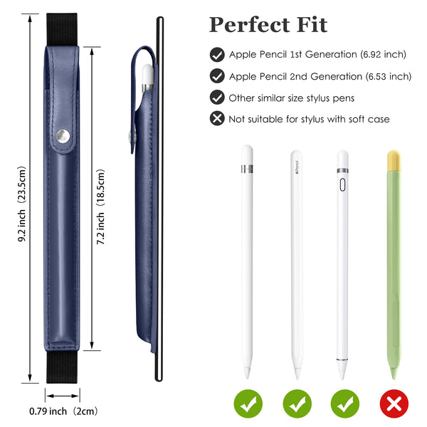 DTTO Pencil Case for Apple Pencil 1st/2nd Generation, PU Leather Pencil Sleeve Pouch with Detachable Elastic Band for iPad 9.7"/ 10.2"/ 10.5"/ 10.9"/ 11"/ 12.9" Case, Mint Green