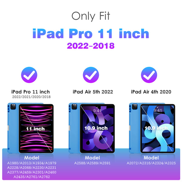 DTTOCASE iPad Pro 11 inch Case, Soft Smart Cover with Pencil Holder for iPad Pro 11-inch 4th/3rd/2nd/1st Generation (2022/2021/2020/2018 Released)，Auto Sleep/Wake, Midnight Blue