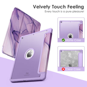 VIKESI Smooth Matte Case for iPad 9th / 8th / 7th Generation 10.2 inch (2021/2020/2019 Released), TPU Shockproof Frame, Built-in Pencil Holder,Support Auto Sleep/Wake - Light Blue