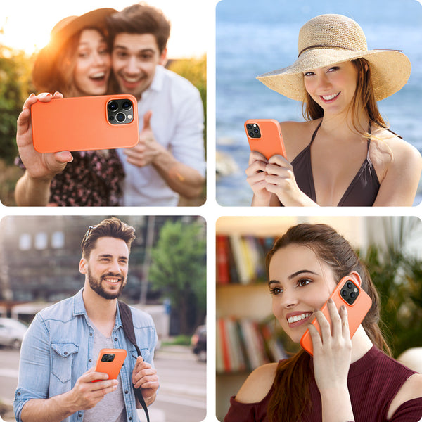 DTTO Compatible with iPhone 14 Pro Max Case, Ultra Slim Soft Premium Liquid Silicone [Military Grade Drop Protection] Full-Body Protective Bumper Phone Case for iPhone 14 Pro Max 6.7"(2022)- Orange