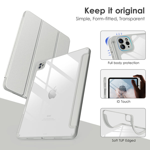 DTTOCASE for iPad Air Case 5th / 4th Generation 10.9 Inch (2022/2020),iPad Pro 11 Inch Case with Transparent Shockproof Back Cover[Built-in Pencil Holder,Auto Sleep/Wake,Camera Protection]-Blue Purple