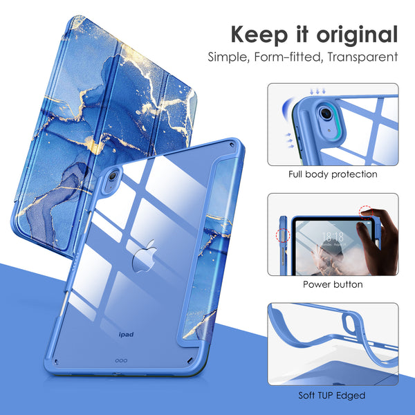 DTTOCASE iPad 10th Generation Case 2022, iPad 10.9 Inch Case with Clear Transparent Back and TPU Shockproof Frame Cover [Built-in Pencil Holder, Support Auto Sleep/Wake] -Watermelon