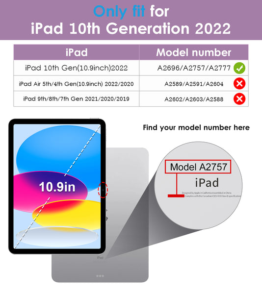 DTTO iPad 10th Generation Case 10.9 Inch 2022, Slim Tri-fold Stand Soft TPU Back with Pencil Holder for iPad 10 Case - Support Touch ID, Auto Sleep/Wake, and Honeycomb Grid Cushion, Black