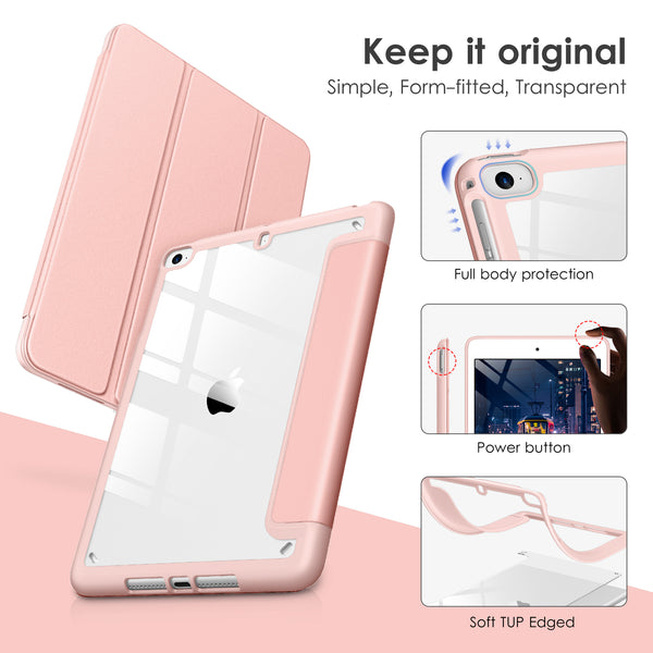 DTTOCASE Slim Clear Case for iPad Mini 4 5 3 2 1 (7.9 inch),TPU Shockproof Frame Cover[Support Auto Sleep/Wake] for iPad Mini 1st 2nd 3rd 4th 5th Generation - Rose Gold