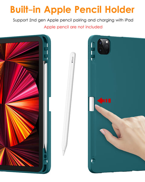 DTTO Case for iPad Pro 11 inch 4th/3rd/2nd/1st Generation 2022/2021/2020/2018, Slim Trifold Stand Soft TPU Back Cover with Built-in Pencil Holder,Also Fit iPad Air 5/4, [Auto Sleep/Wake],Navy Blue