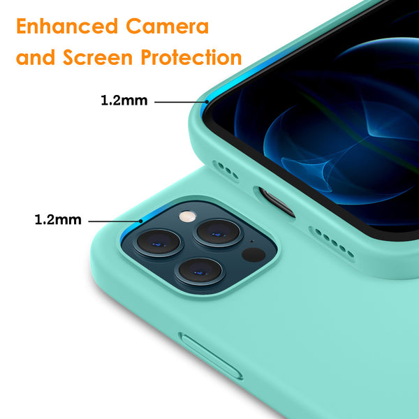 DTTO Compatible with iPhone 12/12 Pro Case,Shockproof Silicone [Romance Series] Cover [Enhanced Camera and Screen Protection] with Honeycomb Grid Cushion for iPhone 12 6.1” 2020,Midnight Green