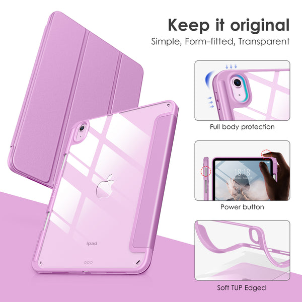 DTTOCASE iPad 10th Generation Case 2022, iPad 10.9 Inch Case with Clear Transparent Back and TPU Shockproof Frame Cover [Built-in Pencil Holder, Support Auto Sleep/Wake] -Watermelon