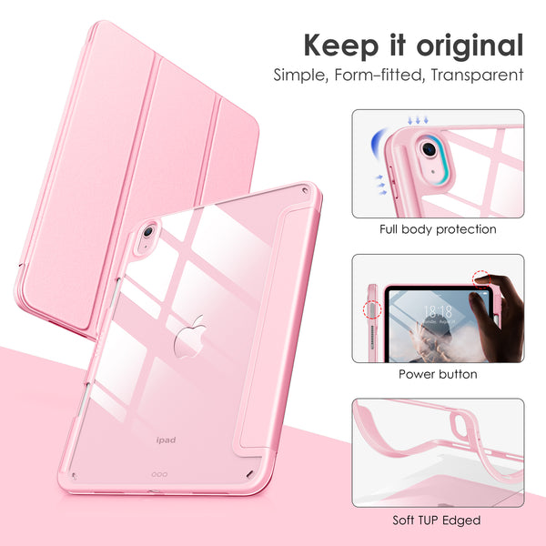 DTTOCASE iPad 10th Generation Case 2022, iPad 10.9 Inch Case with Clear Transparent Back and TPU Shockproof Frame Cover [Built-in Pencil Holder, Support Auto Sleep/Wake] -Watermelon