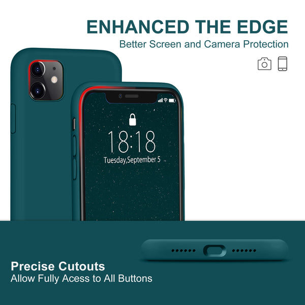 DTTO Compatible with iPhone 11 Case, [Romance Series] Full Covered Silicone Cover [Enhanced Camera and Screen Protection] with Honeycomb Grid Pattern Cushion for iPhone 11 6.1” 2019, Mint Green