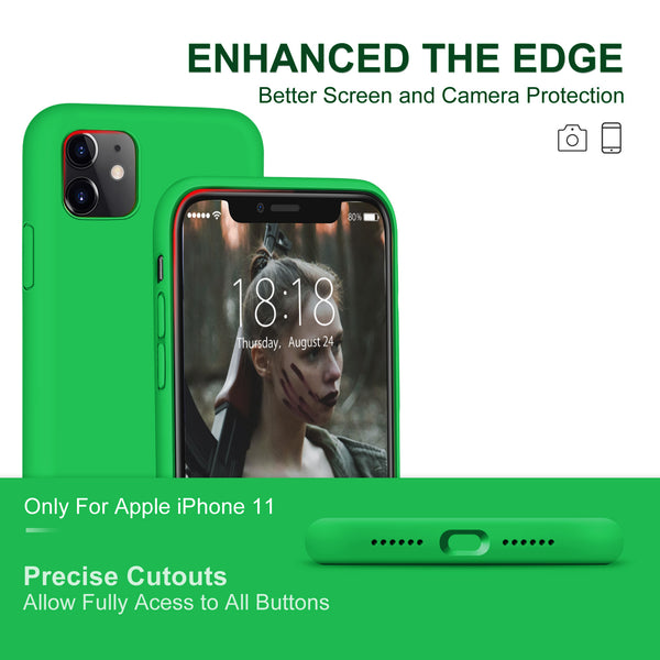 DTTO Compatible with iPhone 11 Case, [Romance Series] Full Covered Silicone Cover [Enhanced Camera and Screen Protection] with Honeycomb Grid Pattern Cushion for iPhone 11 6.1” 2019, Mint Green