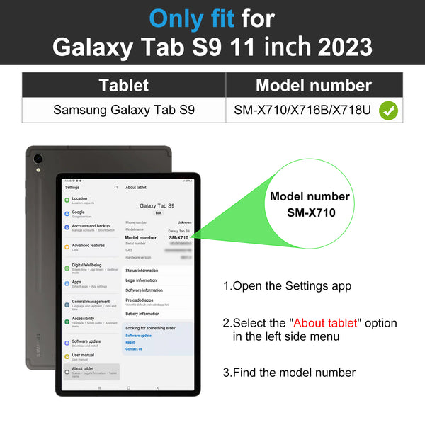 DTTO for Samsung Galaxy Tab S9 11 inch Case 2023 Release [SM-X710/X716B/X718U], Premium Leather Business Folio Stand Cover with S-Pen Holder, Auto Sleep/Wake for Galaxy Tab S9 11" Tablet, Black