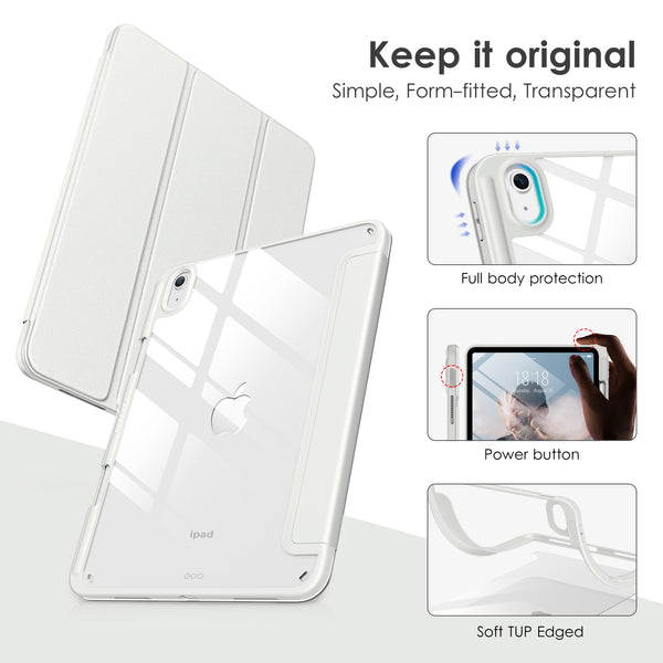 DTTOCASE iPad 10th Generation Case 2022, iPad 10.9 Inch Case with Clear Transparent Back and TPU Shockproof Frame Cover [Built-in Pencil Holder, Support Auto Sleep/Wake] -Black