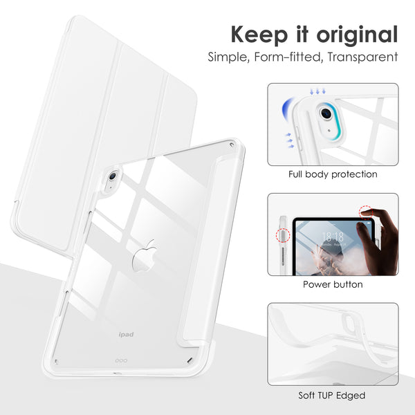 DTTOCASE iPad 10th Generation Case 2022, iPad 10.9 Inch Case with Clear Transparent Back and TPU Shockproof Frame Cover [Built-in Pencil Holder, Support Auto Sleep/Wake] -Watermelon