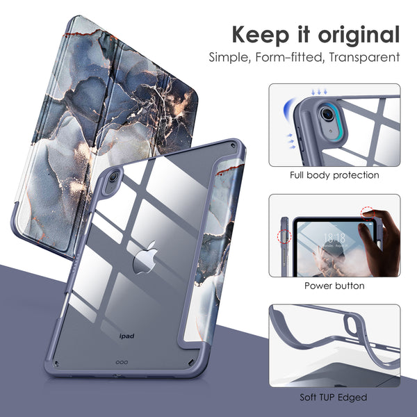 DTTOCASE iPad 10th Generation Case 2022, iPad 10.9 Inch Case with Clear Transparent Back and TPU Shockproof Frame Cover [Built-in Pencil Holder, Support Auto Sleep/Wake] -Watermelon