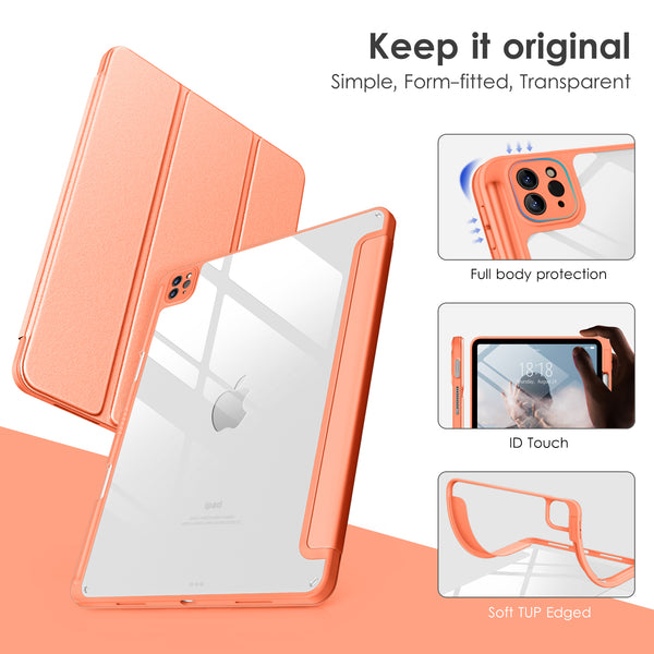 DTTOCASE for iPad Air Case 5th / 4th Generation 10.9 Inch (2022/2020),iPad Pro 11 Inch Case with Transparent Shockproof Back Cover[Built-in Pencil Holder,Auto Sleep/Wake,Camera Protection]-Blue Purple