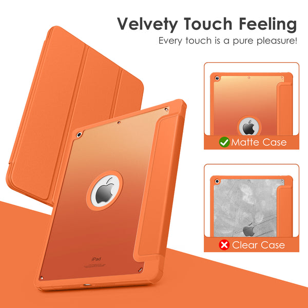 VIKESI Smooth Matte Case for iPad 9th / 8th / 7th Generation 10.2 inch (2021/2020/2019 Released), TPU Shockproof Frame, Built-in Pencil Holder,Support Auto Sleep/Wake - Light Blue