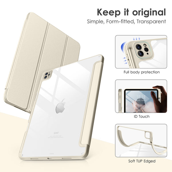 DTTOCASE iPad Pro 12.9 Case 6th / 5th / 4th / 3rd Generation 2022/2021 / 2020/2018,12.9 inch Clear Back Cover[Built-in Pencil Holder,Auto Sleep/Wake,Camera Protection] for iPad Pro-Blue Purple