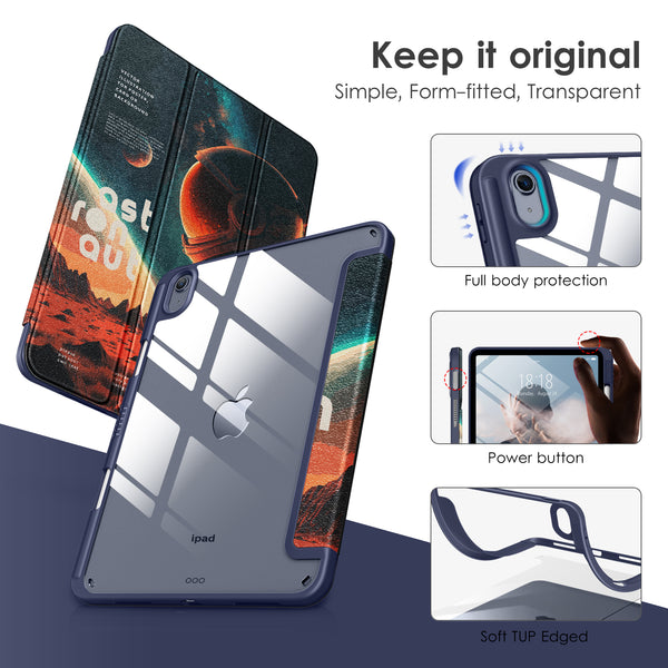 DTTOCASE iPad 10th Generation Case 2022, iPad 10.9 Inch Case with Clear Transparent Back and TPU Shockproof Frame Cover [Built-in Pencil Holder, Support Auto Sleep/Wake] -Watermelon