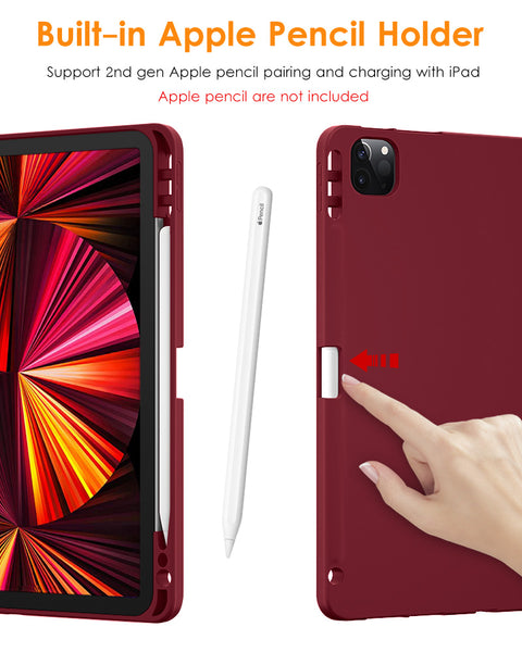 DTTO Case for iPad Pro 11 inch 4th/3rd/2nd/1st Generation 2022/2021/2020/2018, Slim Trifold Stand Soft TPU Back Cover with Built-in Pencil Holder,Also Fit iPad Air 5/4, [Auto Sleep/Wake],Navy Blue