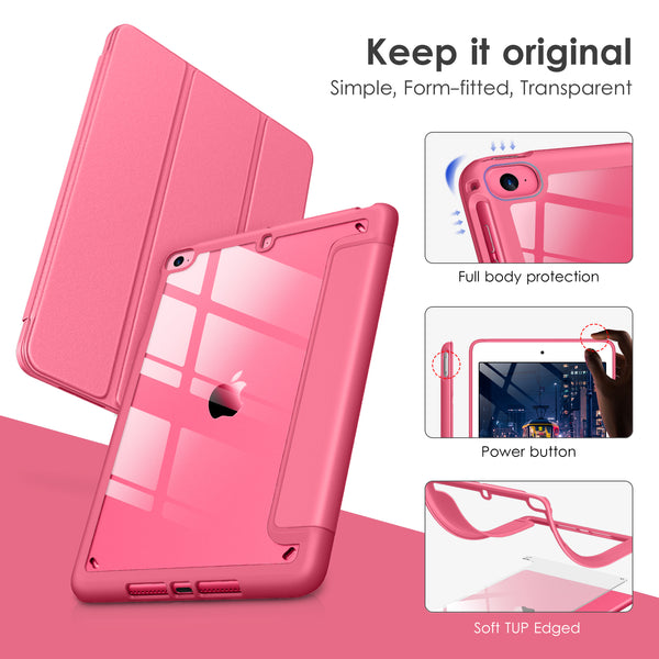 DTTOCASE Slim Clear Case for iPad Mini 4 5 3 2 1 (7.9 inch),TPU Shockproof Frame Cover[Support Auto Sleep/Wake] for iPad Mini 1st 2nd 3rd 4th 5th Generation - Rose Gold